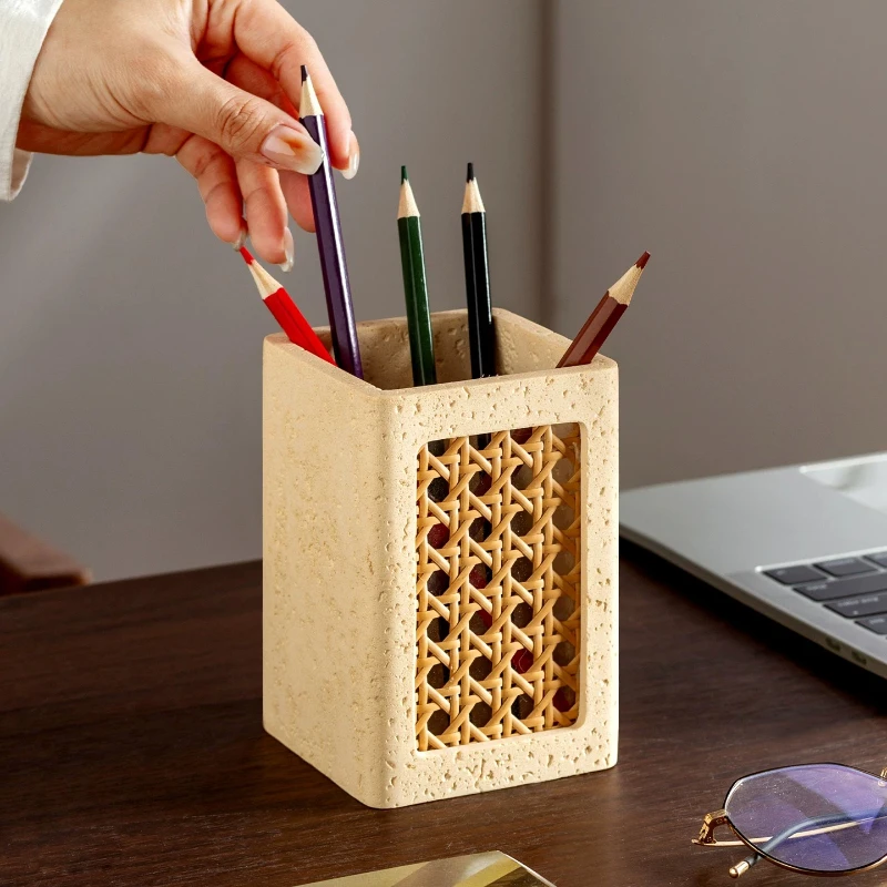 ✨Travertine Stone Pen Holder Woven Design Desk Organizer Texture Storage Box, Aesthetic Office Supplies for Home Desk Decoration
✨Travertine Stone Pen Holder Woven Design Desk Organizer Texture Storage Box, Aesthetic Office Supplies for Home Desk Decoration