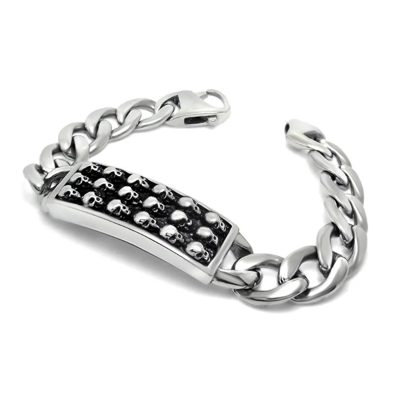 Dongguan Stainless Steel Jewelry, Bracelet Manufacturer Punk Style, Trendy Retro Bracelet Skull Titanium Steel Bracelet CE316
Dongguan Stainless Steel Jewelry, Bracelet Manufacturer Punk Style, Trendy Retro Bracelet Skull Titanium Steel Bracelet CE316