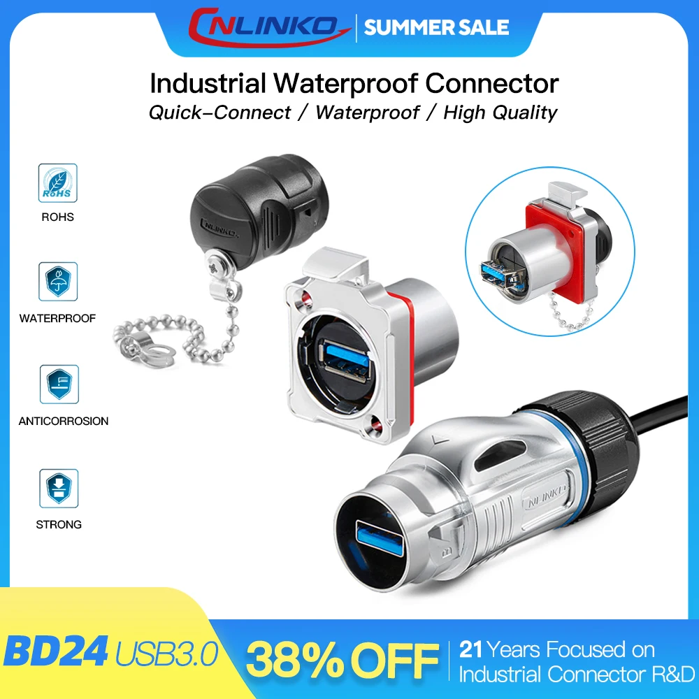 CNLINKO M24 Zinc Alloy Waterproof Single Mode Optical Fiber Connector LC-LC Fiber Optic Adapter with 0.5m/1m/3m Extention Cable
CNLINKO M24 Zinc Alloy Waterproof Single Mode Optical Fiber Connector LC-LC Fiber Optic Adapter with 0.5m/1m/3m Extention Cable