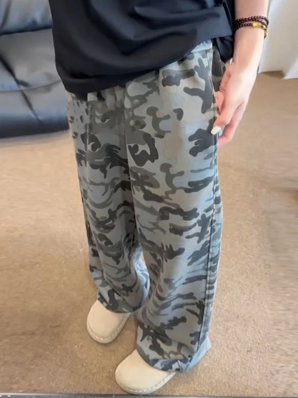 Свободный крой с высокой талией, камуфляжные женские повседневные брюки Lazy Sle, осенние прямые широкие брюки, драпированные свободные утягивающие брюки
Свободный крой с высокой талией, камуфляжные женские повседневные брюки Lazy Sle, осенние прямые широкие брюки, драпированные свободные утягивающие брюки