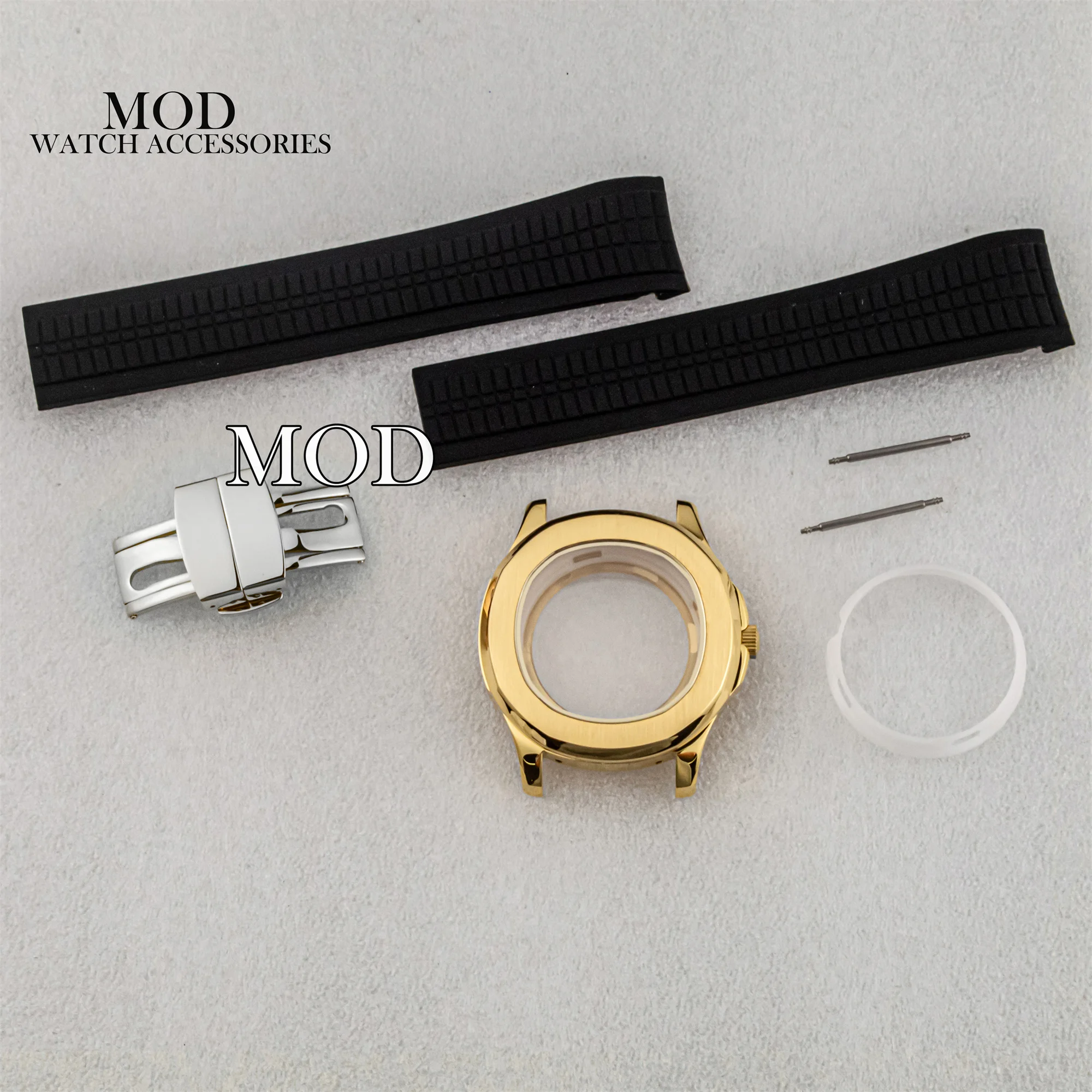 42MM Watch Case Rubber Bracelet Sapphire Glass 10ATM Waterproof Case For AQUANAUT Nautilus NH35 Movement PVD Gold Modified Case
42MM Watch Case Rubber Bracelet Sapphire Glass 10ATM Waterproof Case For AQUANAUT Nautilus NH35 Movement PVD Gold Modified Case