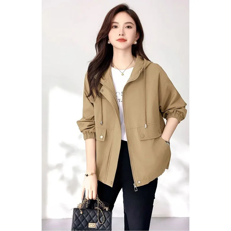 Women's Jacket 2025 Spring Autumn New Fashion Casual Hooded Loose Zipper Female Windbreaker Jacket Ladies Outwear Overcoat
Women's Jacket 2025 Spring Autumn New Fashion Casual Hooded Loose Zipper Female Windbreaker Jacket Ladies Outwear Overcoat