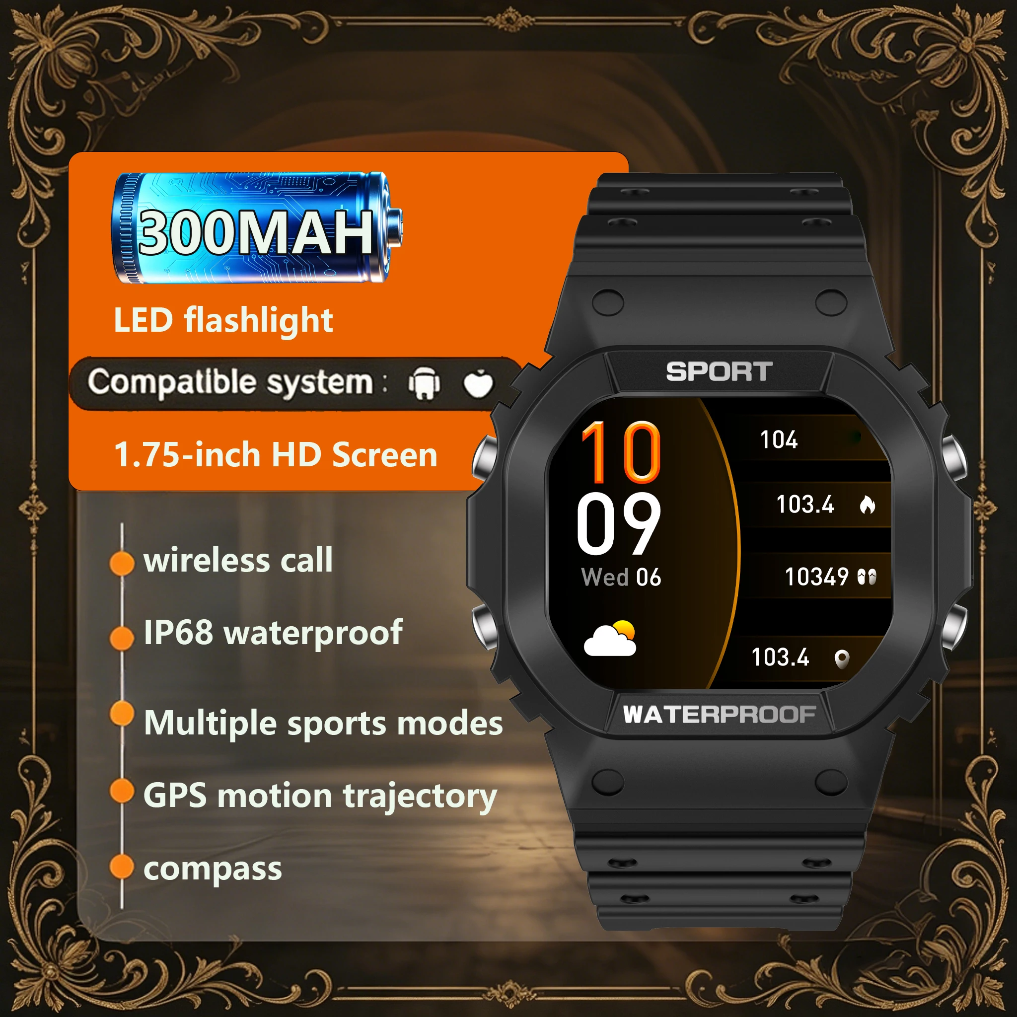 TKTKYY Smart Watch Men's Sports Fitness LED Flashlight IP68 Waterproof BT Call Camera Suitable for Smartphone Watches compass
TKTKYY Smart Watch Men's Sports Fitness LED Flashlight IP68 Waterproof BT Call Camera Suitable for Smartphone Watches compass