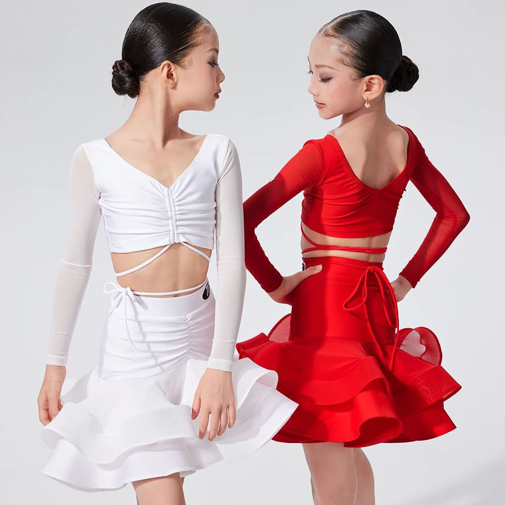 2025 Latin Dance Dress Girls Mesh Long Sleeve V-neck Top Fishbone Skirt Chacha Latin Performance Costumes Stage Wear DN22145
2025 Latin Dance Dress Girls Mesh Long Sleeve V-neck Top Fishbone Skirt Chacha Latin Performance Costumes Stage Wear DN22145