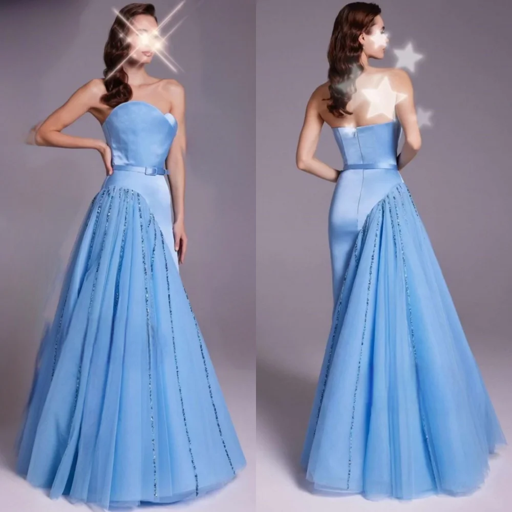 Organza Sequined Sash Ruched Celebrity A-line Strapless Bespoke Occasion Gown Long Dresses
Organza Sequined Sash Ruched Celebrity A-line Strapless Bespoke Occasion Gown Long Dresses