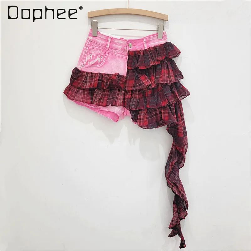Design Sense Spice Girl Denim Splicing Short Fashion Versatile Irregular Cake Skirt Summer New Chiffon Skirt Women's Tide Skirts
Design Sense Spice Girl Denim Splicing Short Fashion Versatile Irregular Cake Skirt Summer New Chiffon Skirt Women's Tide Skirts