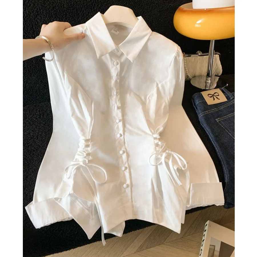 Retro Korean Style Women's Long Sleeve Shirt Belted Waist Slimming Top Spring 2026 Fashion Design Cotton Blend Casual Wear
Retro Korean Style Women's Long Sleeve Shirt Belted Waist Slimming Top Spring 2026 Fashion Design Cotton Blend Casual Wear