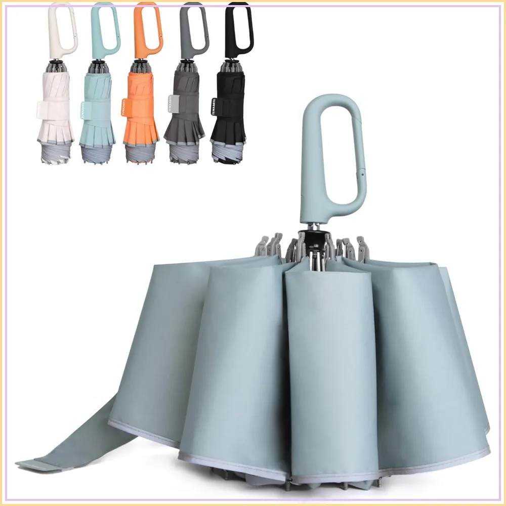 Inverted Umbrella with Carabiner Handle, Compact Wind Proof, Reverse Folding, Rain & Sun Protection, 10 Ribs, for Men Women
Inverted Umbrella with Carabiner Handle, Compact Wind Proof, Reverse Folding, Rain & Sun Protection, 10 Ribs, for Men Women