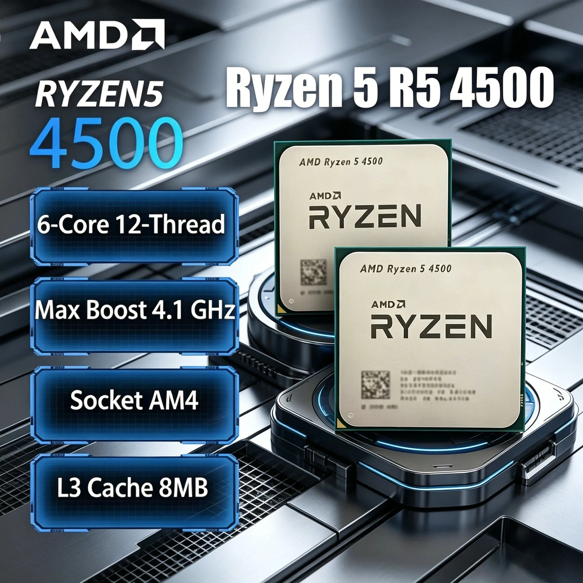 AMD Ryzen 5 4500 OEM Desktop CPU 6 Cores 12 Threads 3.6GHz Base 4.1GHz Max Boost 8MB L3 65W Socket AM4 PCIe 3.0 Tray Max
AMD Ryzen 5 4500 OEM Desktop CPU 6 Cores 12 Threads 3.6GHz Base 4.1GHz Max Boost 8MB L3 65W Socket AM4 PCIe 3.0 Tray Max