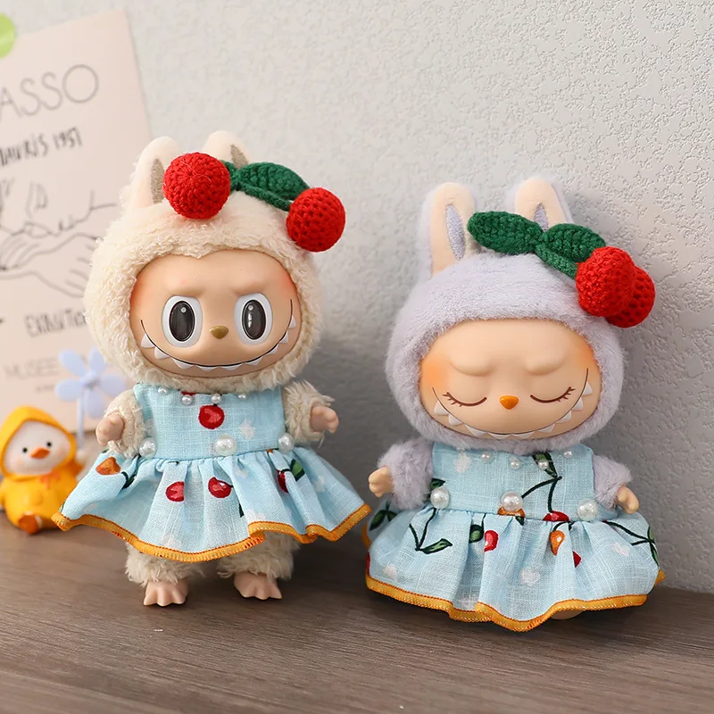 Labubu 15cm/17cm Doll Clothing Sitting Party Dress Cherry Skirt Cute Dress Set With Cherry Hair Clip Accessories
Labubu 15cm/17cm Doll Clothing Sitting Party Dress Cherry Skirt Cute Dress Set With Cherry Hair Clip Accessories