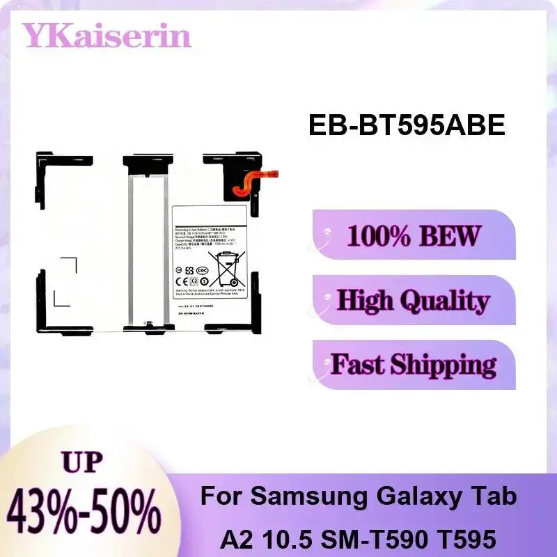 Аккумулятор для планшета Samsung Galaxy Tab A2 10.5 SM-T590 T595 7300 мАч EB-BT595ABE, повышенной прочности
Аккумулятор для планшета Samsung Galaxy Tab A2 10.5 SM-T590 T595 7300 мАч EB-BT595ABE, повышенной прочности