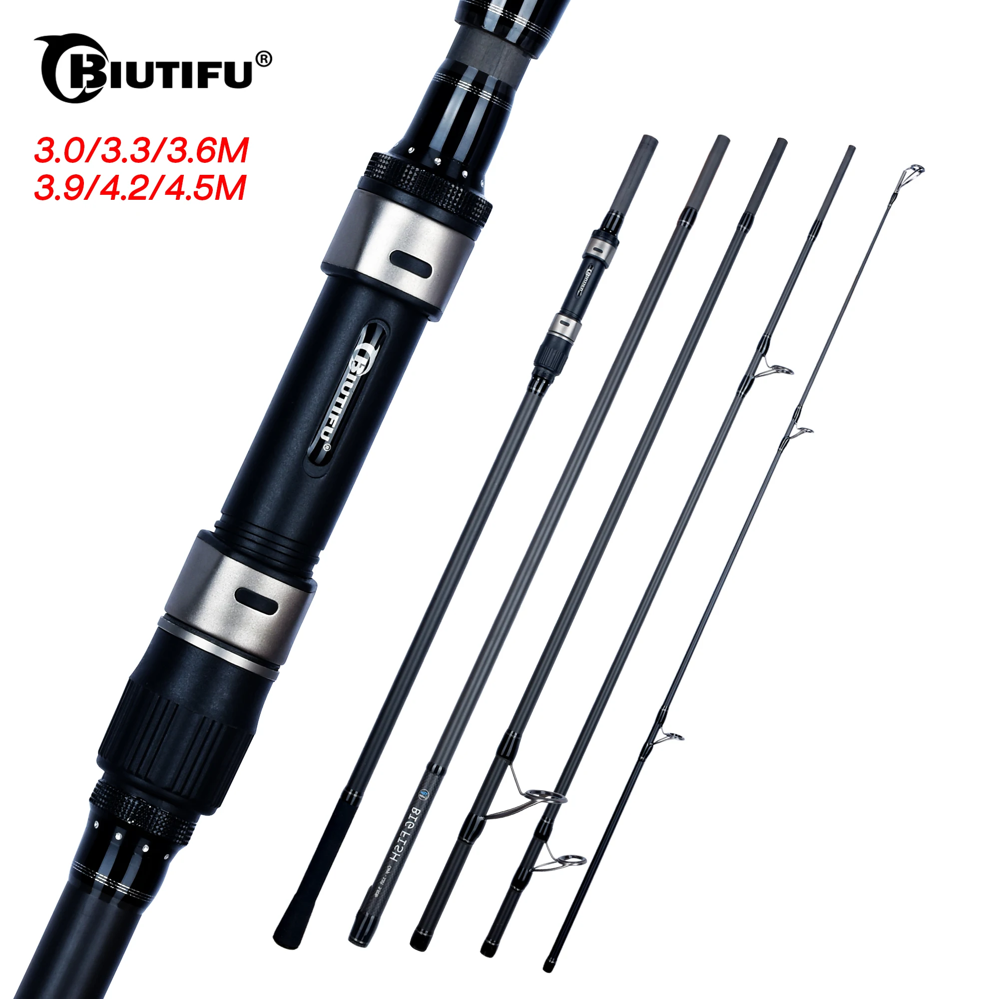 BIUTIFU BIGFISH Carp Fishing Rods 4.5/4.2/3.9/3.6/3.3/3.0m T800 Carbon Throwing 200g Travel Surfcasting Spinning Hard Fast Pole
BIUTIFU BIGFISH Carp Fishing Rods 4.5/4.2/3.9/3.6/3.3/3.0m T800 Carbon Throwing 200g Travel Surfcasting Spinning Hard Fast Pole