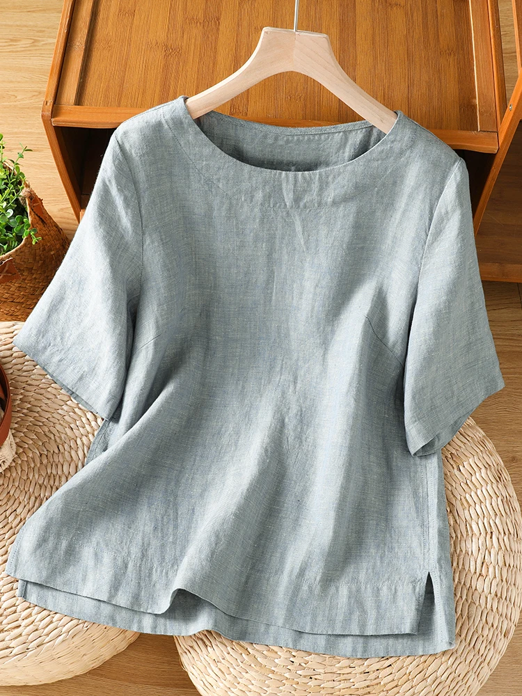 Casual Cotton Linen Women's T-shirt Summer 2026 Loose Short Sleeve round Neck Breathable Comfortable Fashionable All-match Shirt
Casual Cotton Linen Women's T-shirt Summer 2026 Loose Short Sleeve round Neck Breathable Comfortable Fashionable All-match Shirt