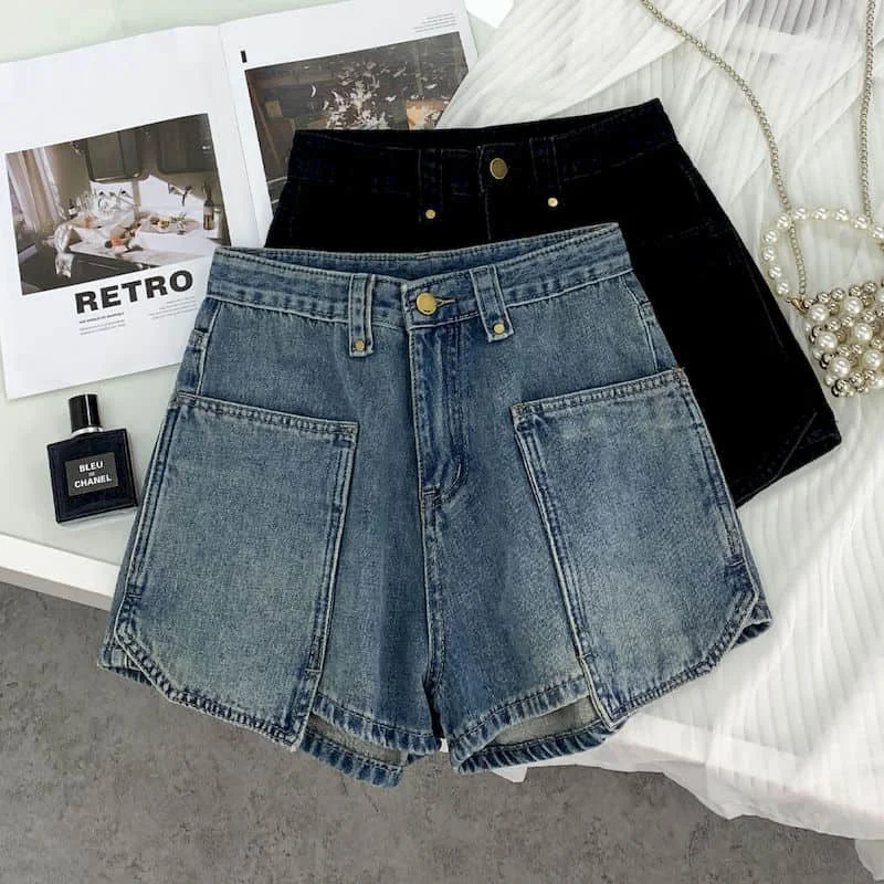 Denim Shorts for Women Large Size Pocket Vintage Casual Loose Korean Fashion Jeans A-line High Waisted Hot Pants Women Clothing
Denim Shorts for Women Large Size Pocket Vintage Casual Loose Korean Fashion Jeans A-line High Waisted Hot Pants Women Clothing