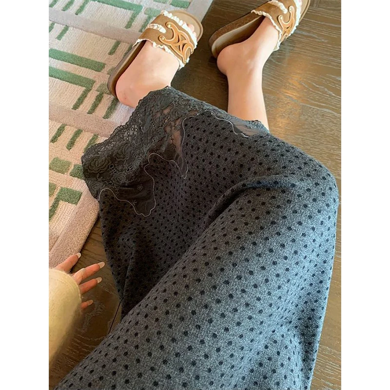 Vintage Lace Patchwork Polka Dot Solid Color Knitting Skirt Women Spring Autumn Simplicity Office Lady High Waist A-line Skirt
Vintage Lace Patchwork Polka Dot Solid Color Knitting Skirt Women Spring Autumn Simplicity Office Lady High Waist A-line Skirt