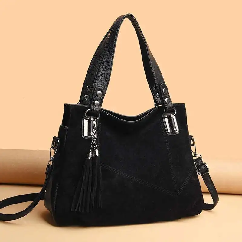 Women's Soft Suede Surface Leather Shoulder Crossbody Bag 2025 Tassel Handbag Large Capacity Ladies Tote Top-handle Bags сумка
Women's Soft Suede Surface Leather Shoulder Crossbody Bag 2025 Tassel Handbag Large Capacity Ladies Tote Top-handle Bags сумка