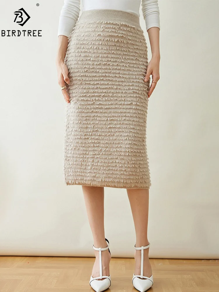 BirdTree, Cashmere Wool Elegant Skirts, Women High Waist Tassels, Vintage Fashion Office Skirt, 2024 Autumn Winter New B48512QM
BirdTree, Cashmere Wool Elegant Skirts, Women High Waist Tassels, Vintage Fashion Office Skirt, 2024 Autumn Winter New B48512QM
