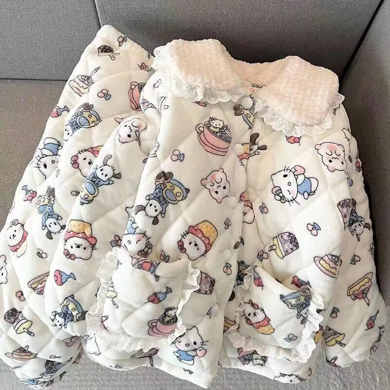 Anime Hello Kitty Thick Coral Fleece Pajama Two Piece Flannel Long Sleeved Pants Nightwear Women's Winter Home Furnishing Set
Anime Hello Kitty Thick Coral Fleece Pajama Two Piece Flannel Long Sleeved Pants Nightwear Women's Winter Home Furnishing Set