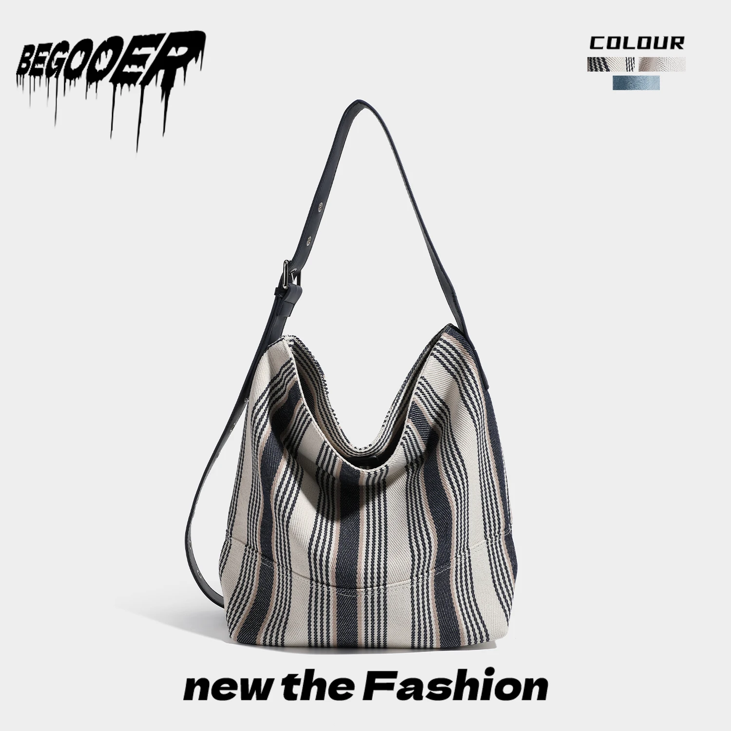 BEGOOER Lazy Stripe Canvas Tote Bag Women's Large Capacity Bucket Bag Versatile Commuter Single Shoulder Bag Casual Simple Style
BEGOOER Lazy Stripe Canvas Tote Bag Women's Large Capacity Bucket Bag Versatile Commuter Single Shoulder Bag Casual Simple Style