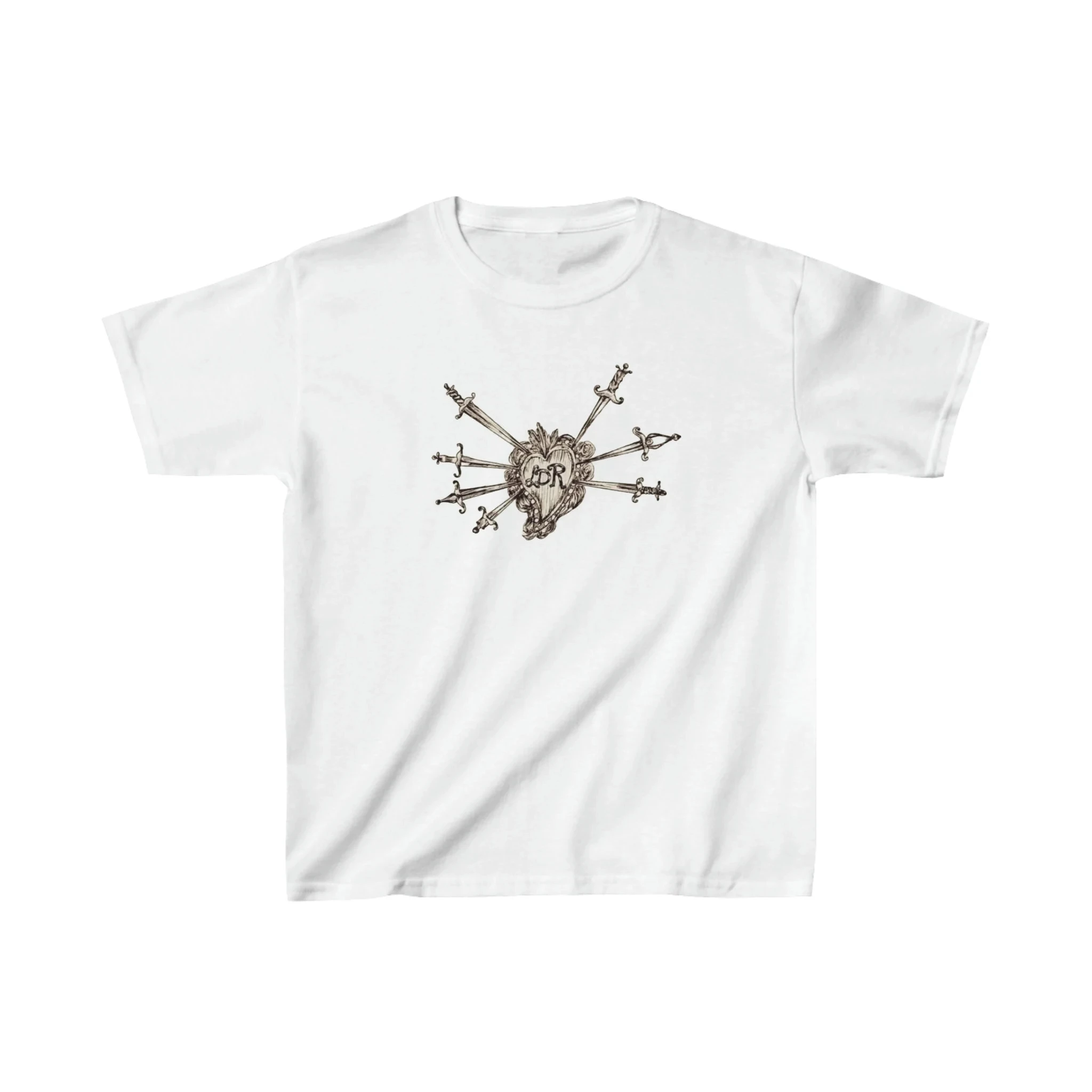 Vintage Cartoon The Sword Heart Shield Print Female Shirt Retro Medieval Style Women T-shirt New Trend Outdoor Casual Girl Tee
Vintage Cartoon The Sword Heart Shield Print Female Shirt Retro Medieval Style Women T-shirt New Trend Outdoor Casual Girl Tee