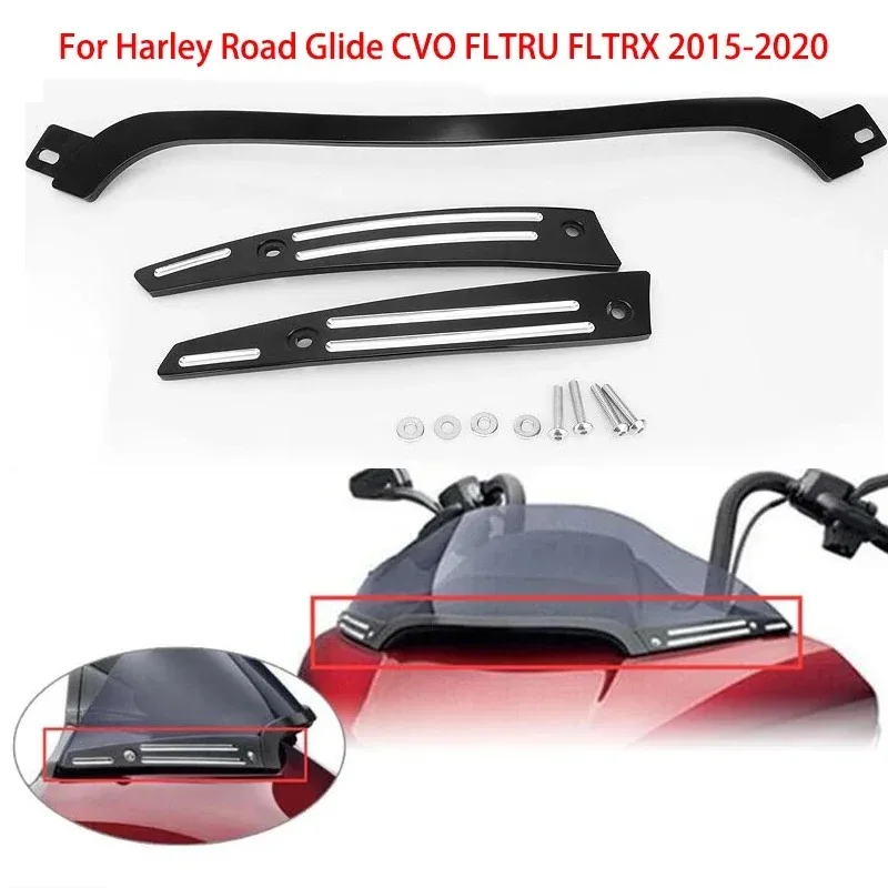 Motorcycle windshield with metal pressure strip side decoration For Harley Road Glide CVO FLTRU FLTRX 2015-2020
Motorcycle windshield with metal pressure strip side decoration For Harley Road Glide CVO FLTRU FLTRX 2015-2020
