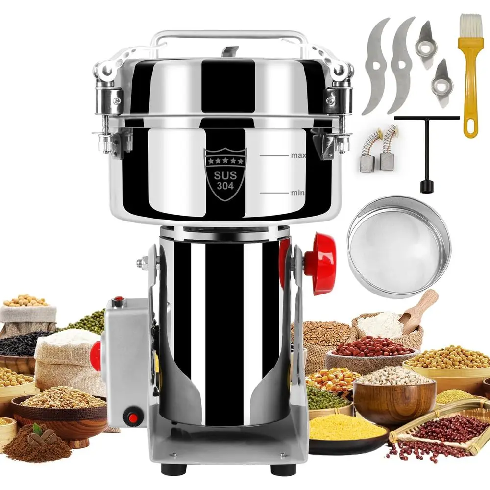 Grain Mill Grinder Electric lour, 2000g Corn ine Powder Rice Grinder Wheat Mill or Home Kitchen Commercial StainlSteel Spice ood
Grain Mill Grinder Electric lour, 2000g Corn ine Powder Rice Grinder Wheat Mill or Home Kitchen Commercial StainlSteel Spice ood