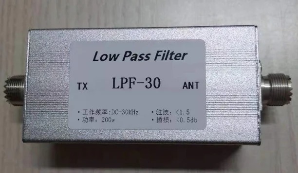 LPF-30 Low Pass Filter DC-30MHz 200W M-Type Female Connector for Shortwave Radio
LPF-30 Low Pass Filter DC-30MHz 200W M-Type Female Connector for Shortwave Radio