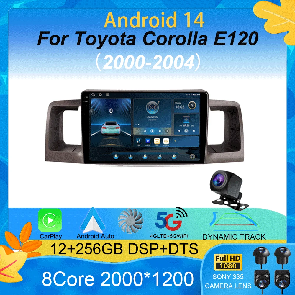 Android 15 Carplay Multimedia For Toyota Corolla E120 2000 - 2004 navigation video Car Radio DVD Autoradio Stereo 2din 4G+wifi
Android 15 Carplay Multimedia For Toyota Corolla E120 2000 - 2004 navigation video Car Radio DVD Autoradio Stereo 2din 4G+wifi