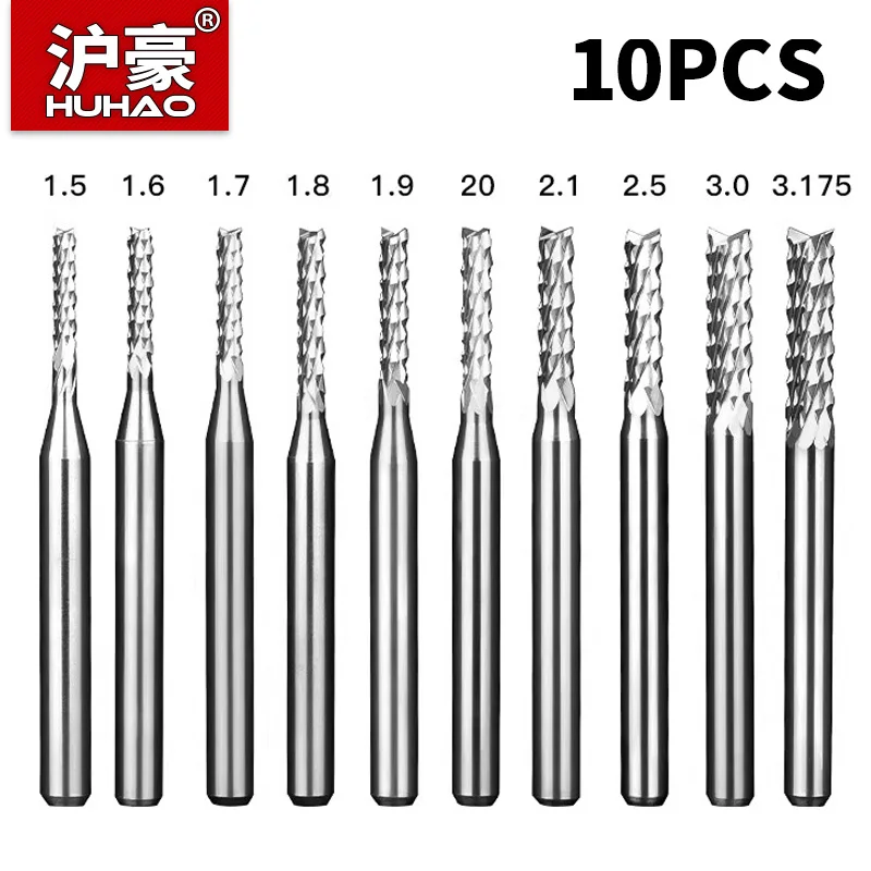 HUHAO 10pcs 3.175mm PCB Corn End Mill PCB Milling Cutter CNC Router Bits for Circuit Board Engraving and Roughing
HUHAO 10pcs 3.175mm PCB Corn End Mill PCB Milling Cutter CNC Router Bits for Circuit Board Engraving and Roughing