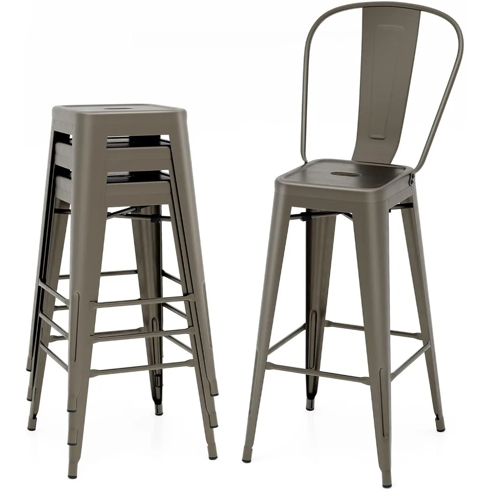 30’’ Metal Bar Stools Set of 4, Bar Chairs w/Detachable High Back, Footrest, Rubber Feet, Bar Stools
30’’ Metal Bar Stools Set of 4, Bar Chairs w/Detachable High Back, Footrest, Rubber Feet, Bar Stools