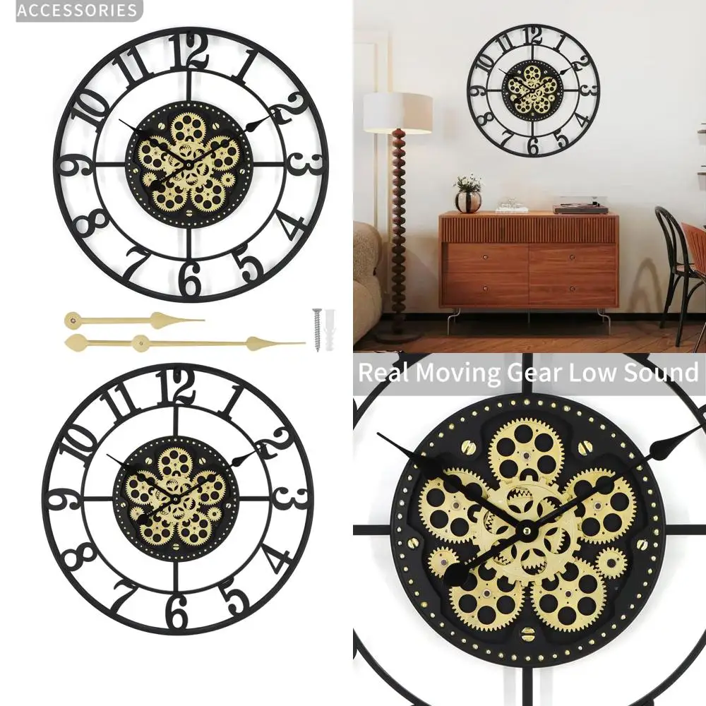 24In Large Wall Clocks for Living Room Decor with Moving Gears,Large Wall Clock Industrial Steampunk,Oversized Metal Analog Wall
24In Large Wall Clocks for Living Room Decor with Moving Gears,Large Wall Clock Industrial Steampunk,Oversized Metal Analog Wall