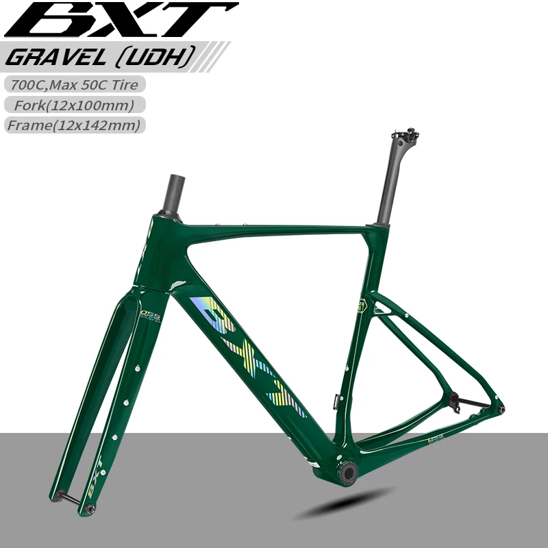 BXT T1000 Carbon Gravel Bike Frame 700C Full Carbon Fiber Off Road Gravel Bicycle Frame
BXT T1000 Carbon Gravel Bike Frame 700C Full Carbon Fiber Off Road Gravel Bicycle Frame