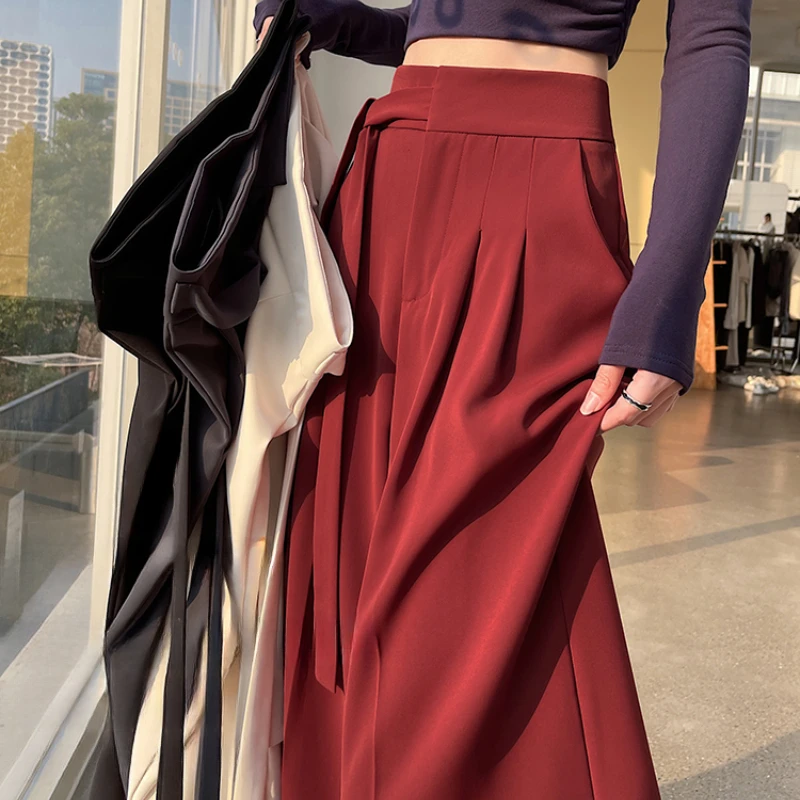 Elegant Women's Wide Leg Full Pants Sashes 2025 New High Waist Summer Female Elegant Minimalism Straight Loose Trousers Womens
Elegant Women's Wide Leg Full Pants Sashes 2025 New High Waist Summer Female Elegant Minimalism Straight Loose Trousers Womens