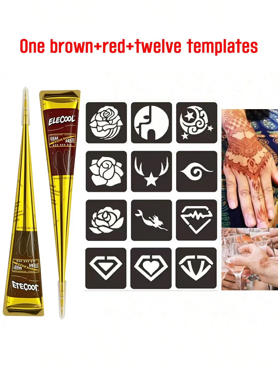 Henna Cone Tattoo Kit Available in Multiple Colors, 12 Random Reusable Stencils | Pre-Mixed Natural Mehndi Paste for Temporary Body Art | Waterproof, Smudge-Proof, Long-Lasting | DIY Kit Suitable for Beginners for Parties, Festivals, Halloween, and Weddin
Henna Cone Tattoo Kit Available in Multiple Colors, 12 Random Reusable Stencils | Pre-Mixed Natural Mehndi Paste for Temporary Body Art | Waterproof, Smudge-Proof, Long-Lasting | DIY Kit Suitable for Beginners for Parties, Festivals, Halloween, and Weddin