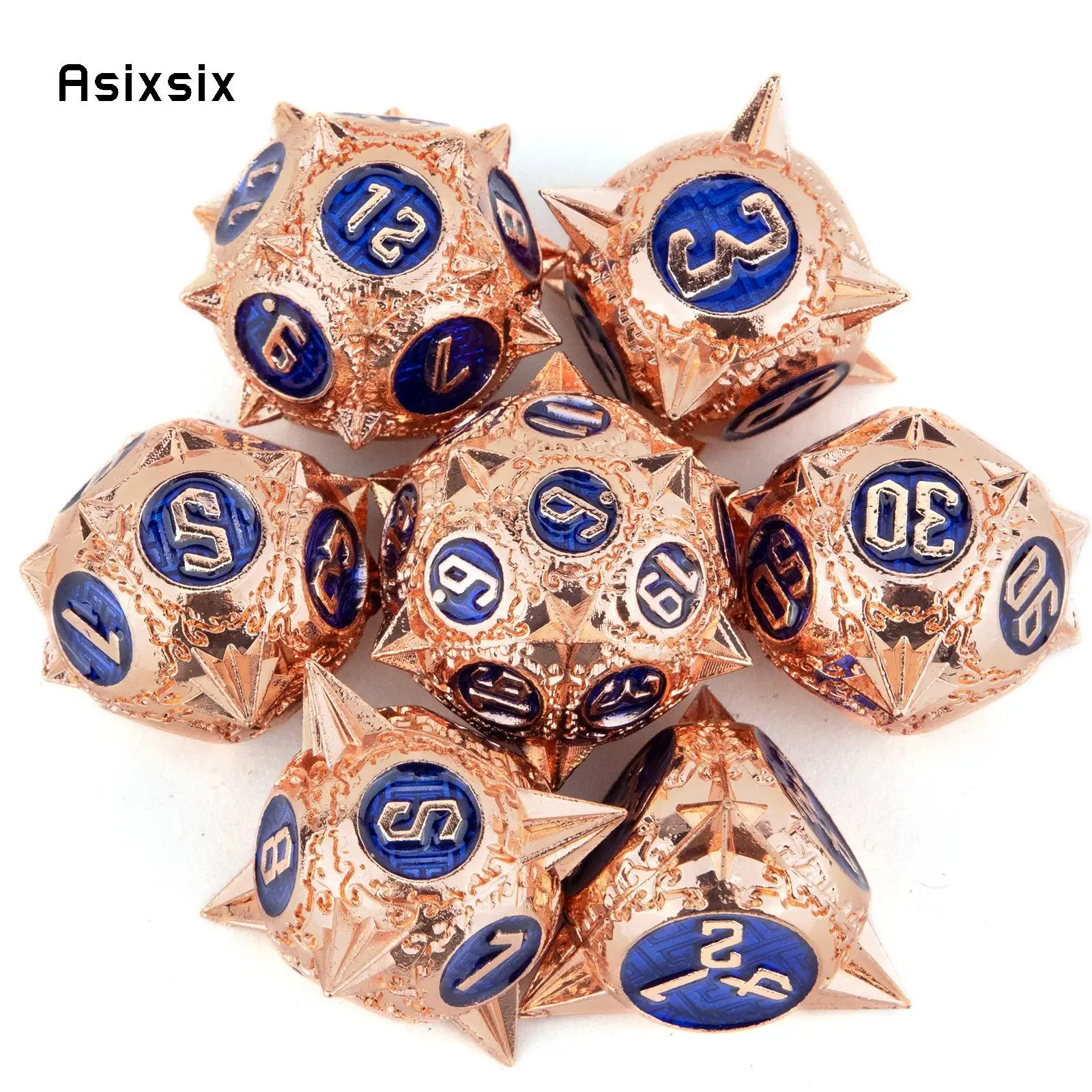7 Pcs Copper Blue Meteor Hammer Metal Dice Solid Metal Polyhedral Dice Set Suitable for Role-Playing RPG Board Game Card Game
7 Pcs Copper Blue Meteor Hammer Metal Dice Solid Metal Polyhedral Dice Set Suitable for Role-Playing RPG Board Game Card Game