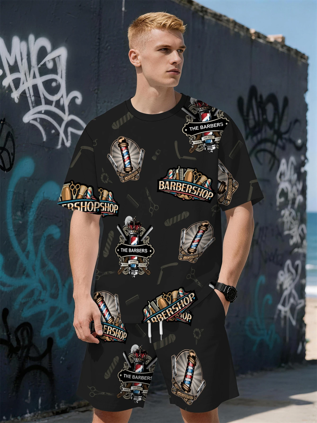 2026 Summer New Men's Short-Sleeved Set with 3D Trendy Pattern Print Casual and Fashionable Street Style Comfortable and Soft
2026 Summer New Men's Short-Sleeved Set with 3D Trendy Pattern Print Casual and Fashionable Street Style Comfortable and Soft