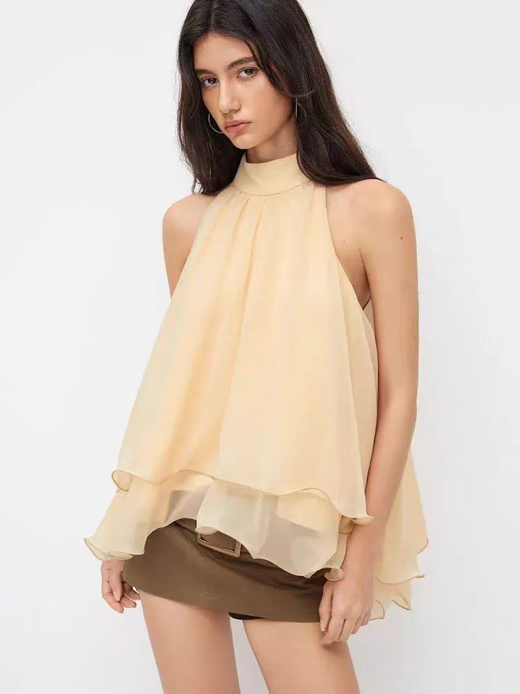 French Luxury Chiffon Blouse for Women Summer Loose O Neck Ruffle Sleeveless Shirt Sweet Bow Tie Elegant Female Tops
French Luxury Chiffon Blouse for Women Summer Loose O Neck Ruffle Sleeveless Shirt Sweet Bow Tie Elegant Female Tops