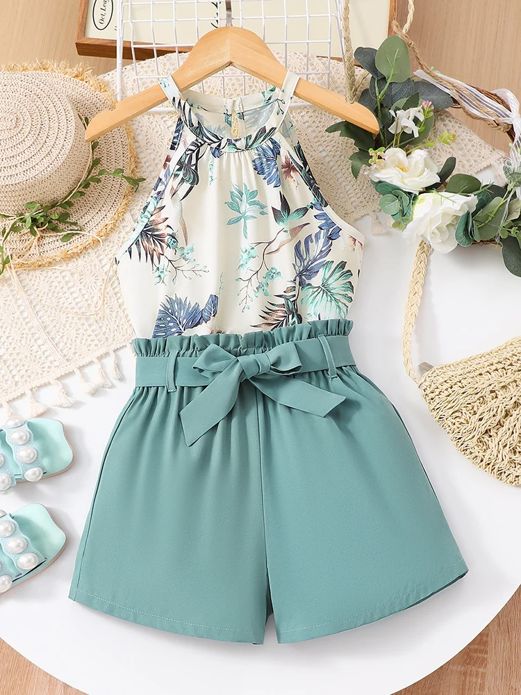 Spring And Summer Women's And Children's Cute Hanging Neck Flower Sleeveless Top&Adjustable Waist Shorts Two-Piece Set
Spring And Summer Women's And Children's Cute Hanging Neck Flower Sleeveless Top&Adjustable Waist Shorts Two-Piece Set