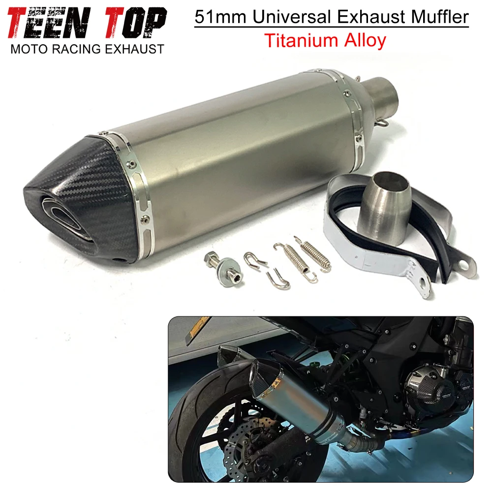 Titanium Alloy 51mm Universal Exhaust Muffler For Z800 R1 CBR650R R7 MT07 Moto Bike Escape Systems Silencieux Connect Tube
Titanium Alloy 51mm Universal Exhaust Muffler For Z800 R1 CBR650R R7 MT07 Moto Bike Escape Systems Silencieux Connect Tube