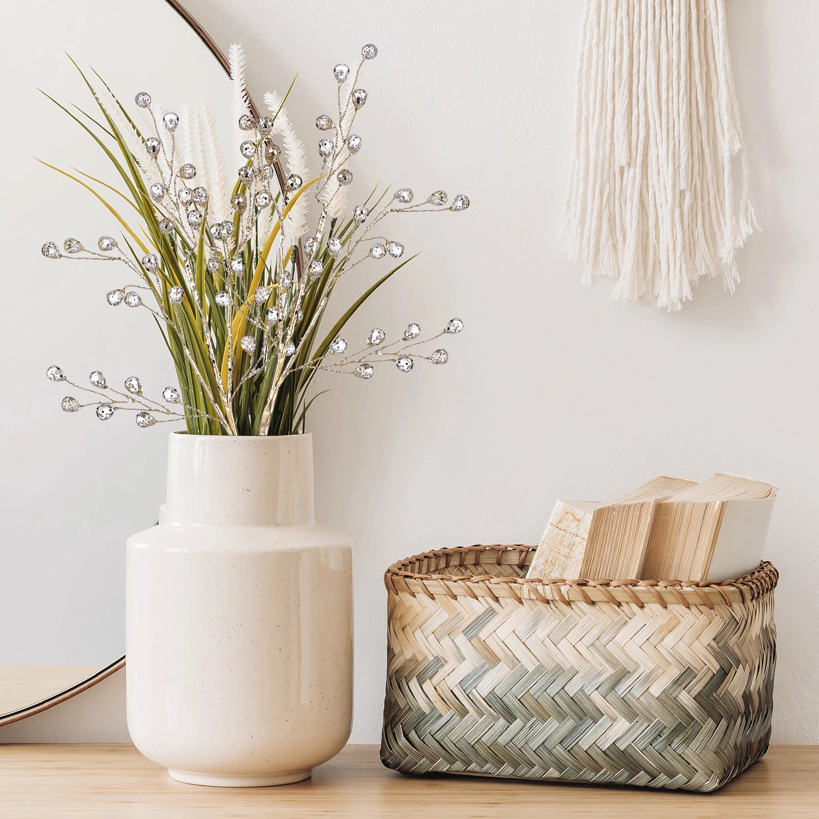 Artificial Xmas Stems 2pcs Christmas Decorations with Acrylic Beads Garland Pick Fake Berry Branches Holiday Home Party Decor
Artificial Xmas Stems 2pcs Christmas Decorations with Acrylic Beads Garland Pick Fake Berry Branches Holiday Home Party Decor