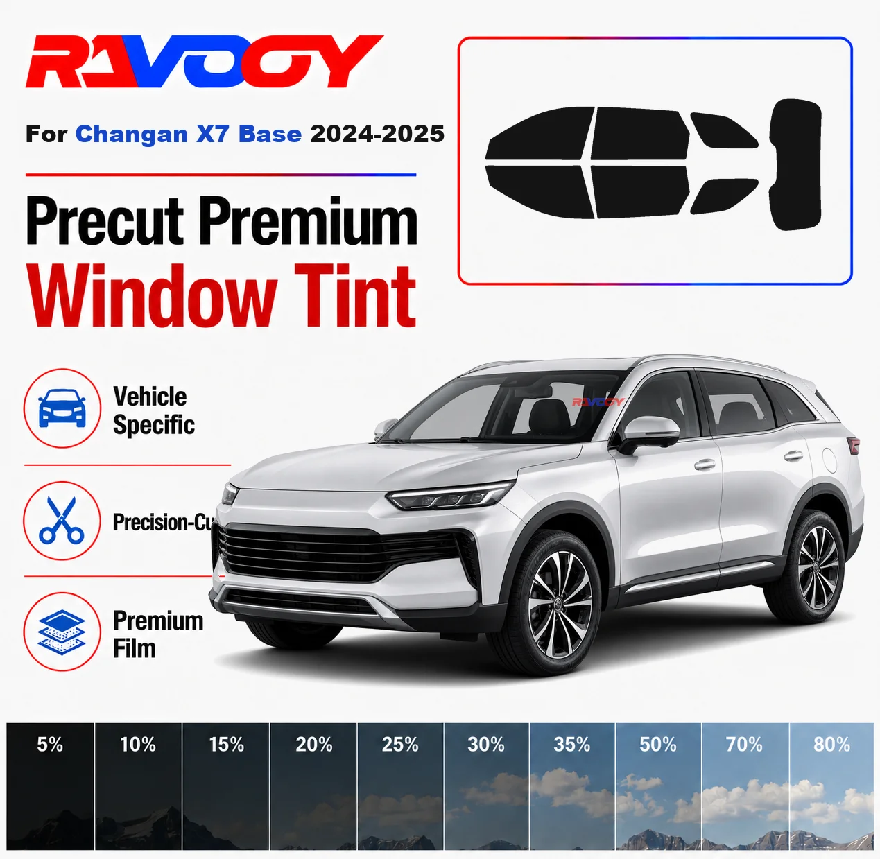 Premium Precut Window Tint Kit Front Rear Windows Rear Windshield For Changan X7 Base 2024-2025 Complete Set Nano Ceramic Film
Premium Precut Window Tint Kit Front Rear Windows Rear Windshield For Changan X7 Base 2024-2025 Complete Set Nano Ceramic Film