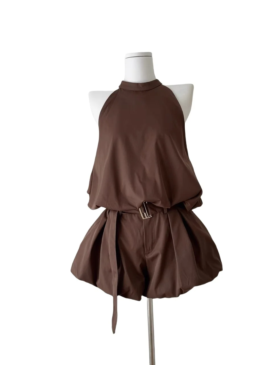 Simple Color Svel Ne Hanging Strap Women's Top And ort Pants Two-Piece Set High Waist Slimming Flower Bud
Simple Color Svel Ne Hanging Strap Women's Top And ort Pants Two-Piece Set High Waist Slimming Flower Bud