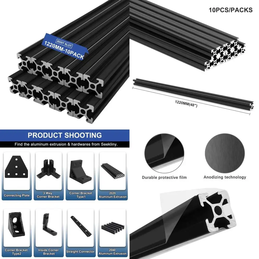 10PCS 2020 Aluminum Profile, 1220mm Length, Anodized, for CNC, 3D Printer, and Industrial Brackets
10PCS 2020 Aluminum Profile, 1220mm Length, Anodized, for CNC, 3D Printer, and Industrial Brackets