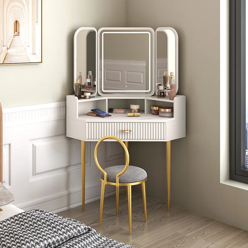 # Newest Fashion Luxury Dressing Table Bedroom Make-up Vanity Table With LED Mirror Chair Set
# Newest Fashion Luxury Dressing Table Bedroom Make-up Vanity Table With LED Mirror Chair Set