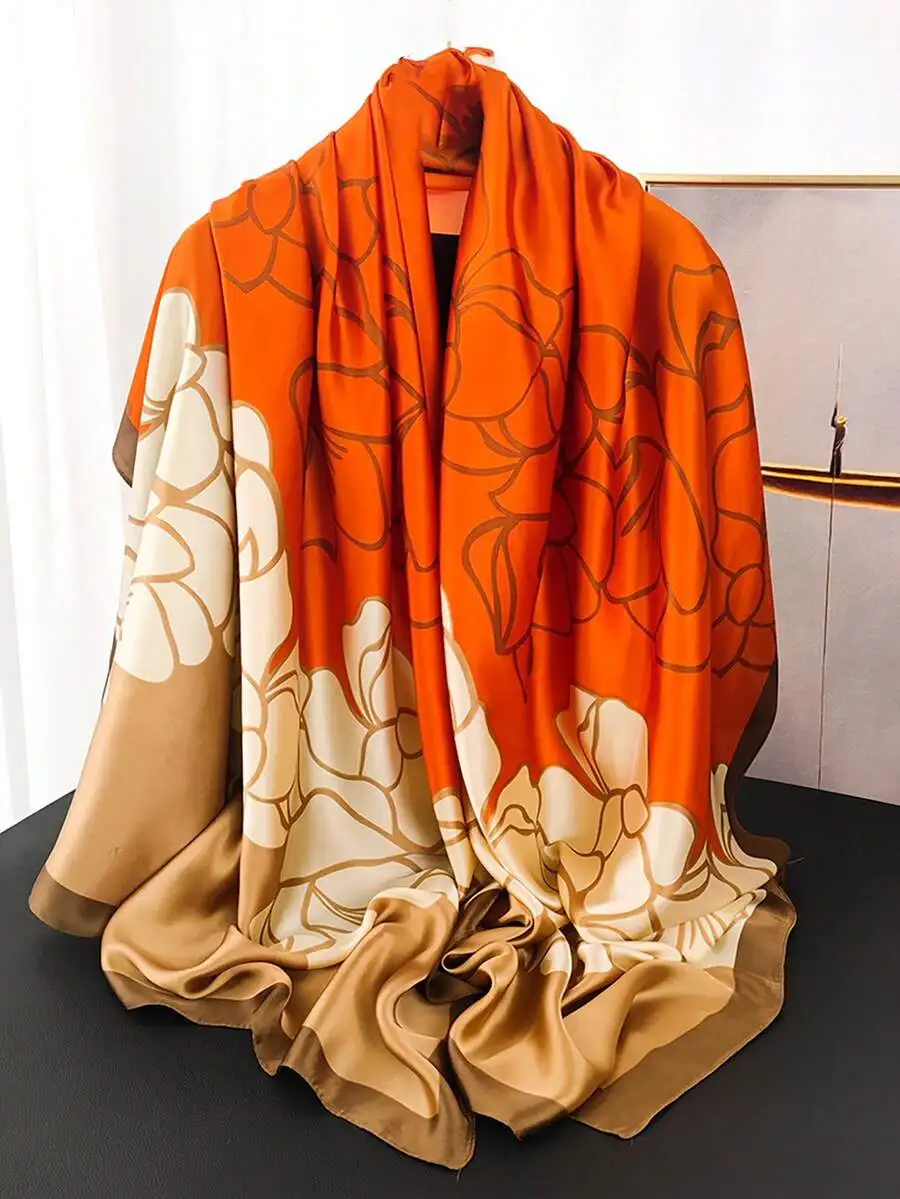 Womens Orange Floral Print Faux Silk Scarf Shawl Wrap For Neck Head Hair Band Stylish Accessory
Womens Orange Floral Print Faux Silk Scarf Shawl Wrap For Neck Head Hair Band Stylish Accessory