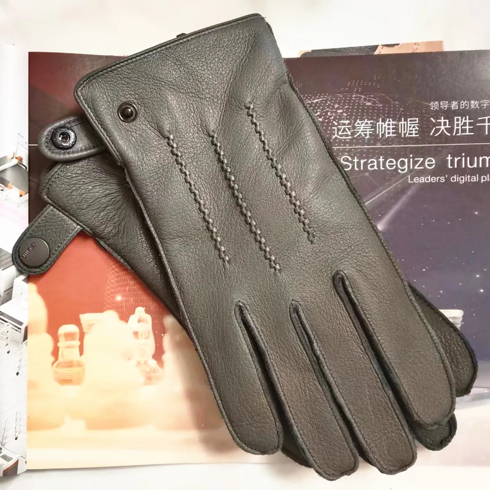 Exported High-Grade Deerskin Leather Gloves Male Thermal Cashmere Knitted Lined Autumn Winter Man Real Leather Gloves EM012WR
Exported High-Grade Deerskin Leather Gloves Male Thermal Cashmere Knitted Lined Autumn Winter Man Real Leather Gloves EM012WR