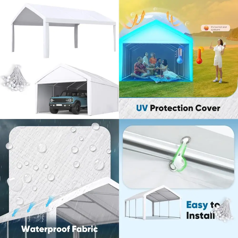Сменный брезент с верхней крышкой для навеса для автомобиля 10x20 футов с тканью для ног и шариковыми банджинами, белый, только на крыше, модернизация уличного укрытия
Сменный брезент с верхней крышкой для навеса для автомобиля 10x20 футов с тканью для ног и шариковыми банджинами, белый, только на крыше, модернизация уличного укрытия