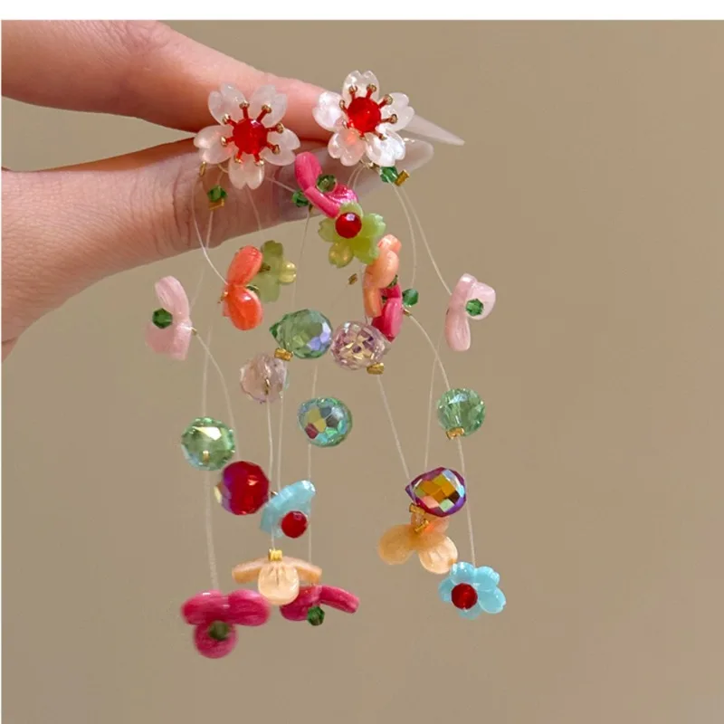 Colorful Mini Flowers Earrings Dangle for Women Sweet Crystal Beads Long Earring Dopamine Design Summer Vacetion Ear Jewelry
Colorful Mini Flowers Earrings Dangle for Women Sweet Crystal Beads Long Earring Dopamine Design Summer Vacetion Ear Jewelry