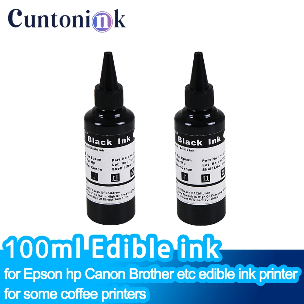 100ml edible printer refill ink bottles for Epson hp Canon Brother etc edible ink printer and for some coffee printers
100ml edible printer refill ink bottles for Epson hp Canon Brother etc edible ink printer and for some coffee printers