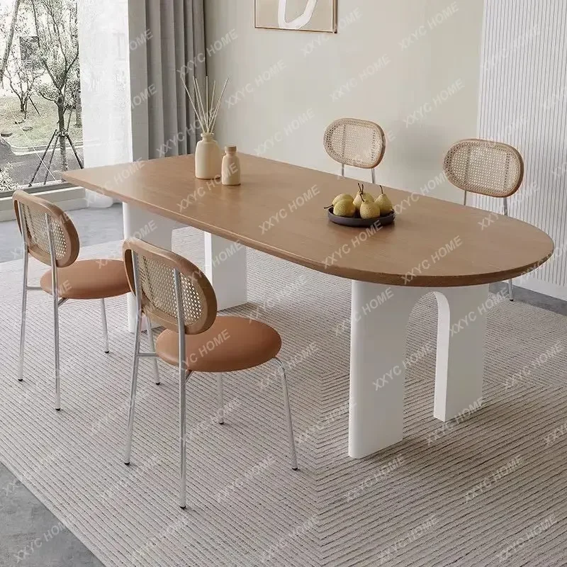 Cream wind solid wood dining table Household rectangular semi-round dining table against the wallTJ
Cream wind solid wood dining table Household rectangular semi-round dining table against the wallTJ